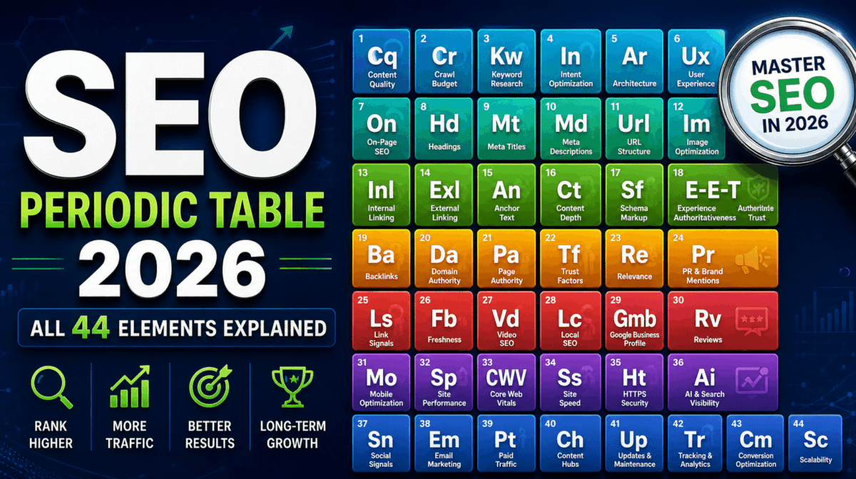 SEO Periodic Table 2025 All 44 Elements Explained