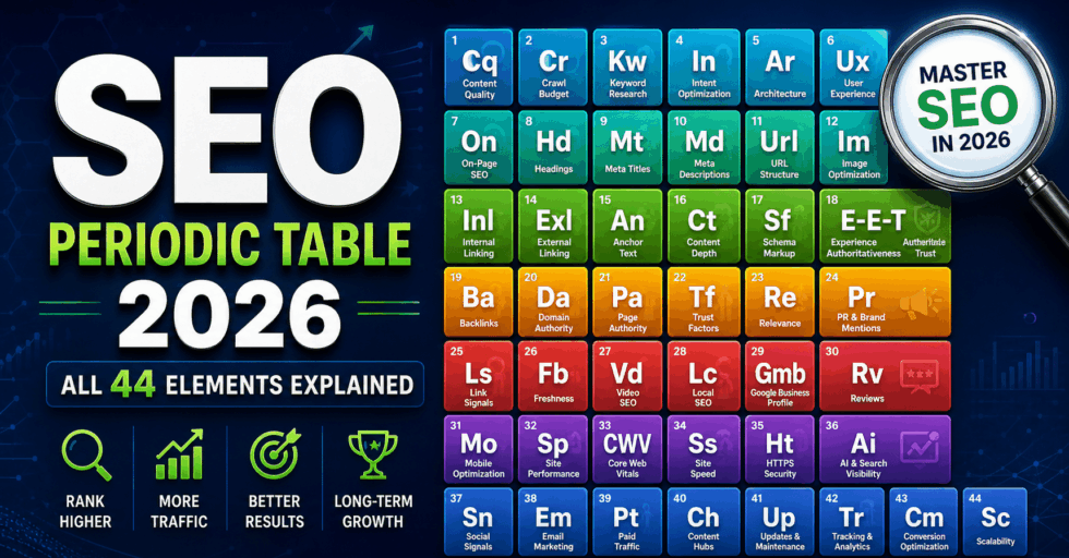 SEO Periodic Table 2025 All 44 Elements Explained SEO Periodic Table 2025 All 44 Elements Explained